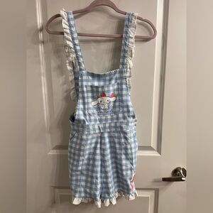 Hello Kitty Light Blue White Gingham Women’s Jumper Romper Hot Topic Cinnamoroll